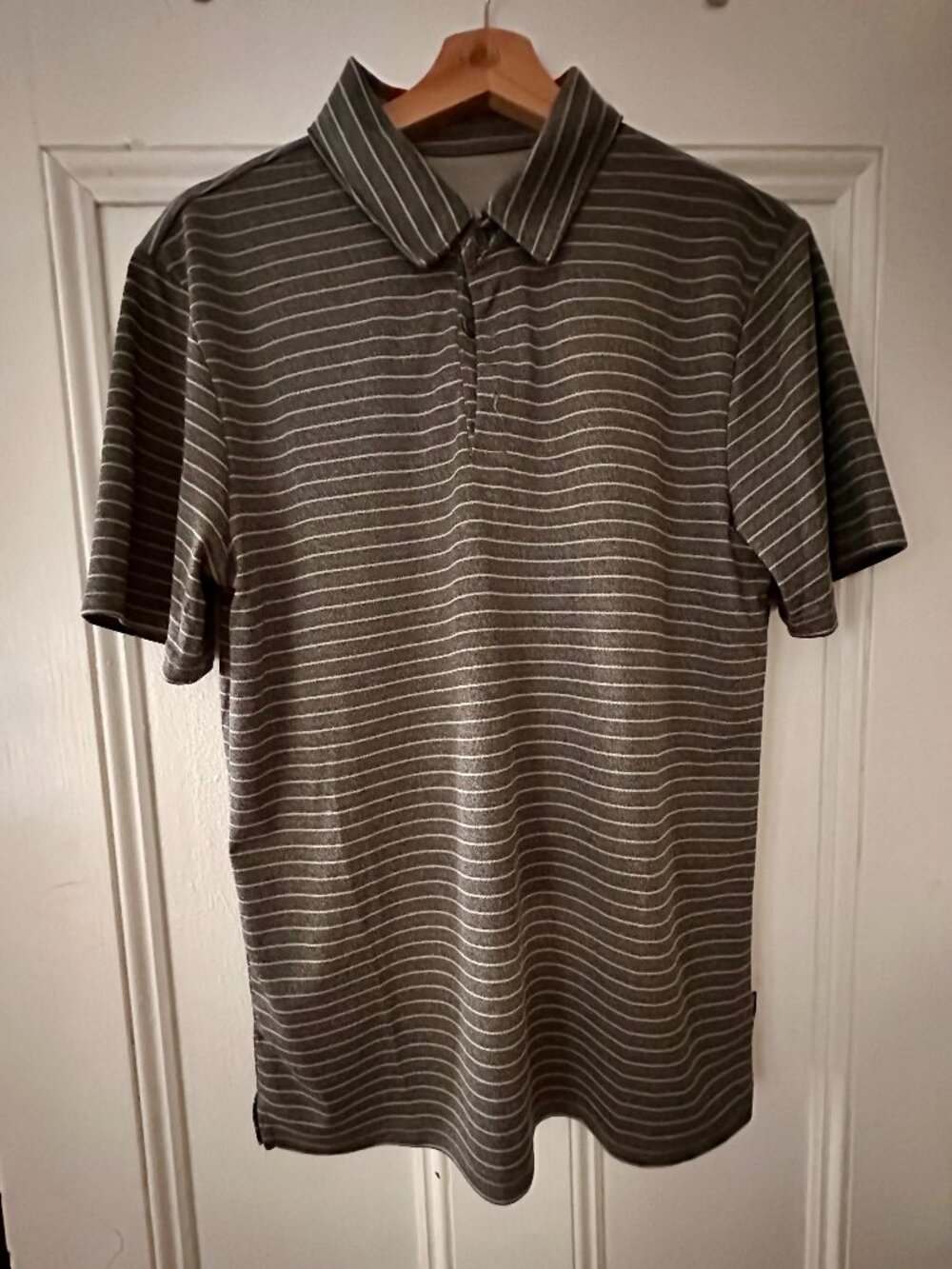 Eddie Bauer Mens Golf Polo Grey Striped M
